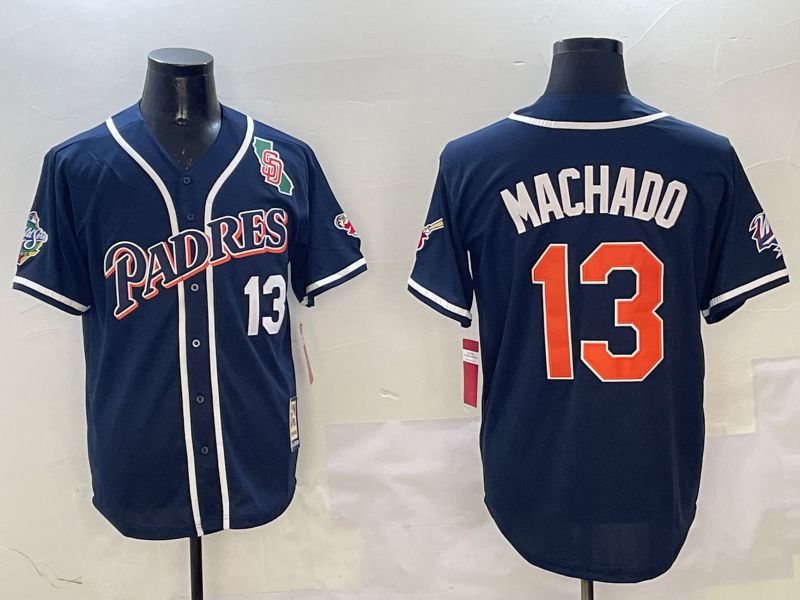 Men San Diego Padres #13 Machado Blue Throwback Game 2025 Nike MLB Jersey style 3122
